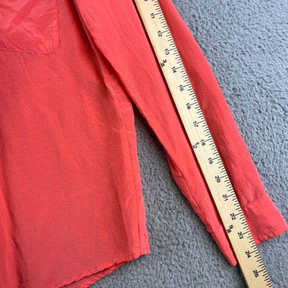 Club Monaco Womens Blouse Pink 100% Silk Button Up Long Sleeves Small - Picture 7 of 9